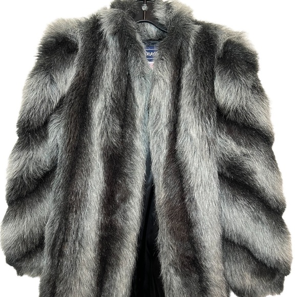 Outlayers Fur Coat Size 8 Black Gray - Picture 7 of 8